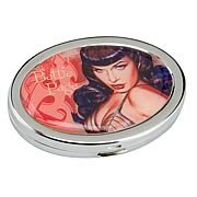 Bettie Page Oval Metal Case with Mirror